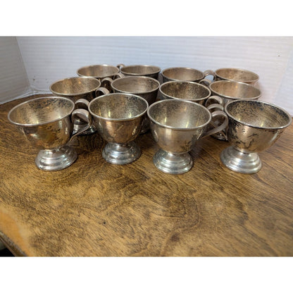 Vintage 14 Pc. UNPOLISHED patina nickel silver EP Large punch bowl cup ladle set