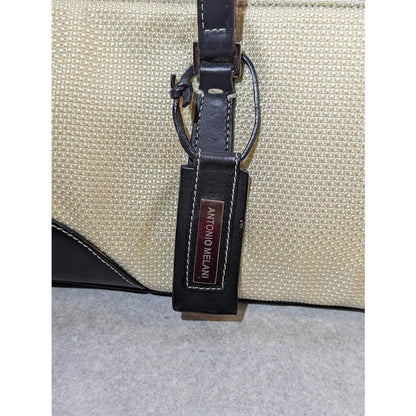Antonio Melani Navy Blue Mesh Long Satchel Handbag Ivory Two Tone Retro