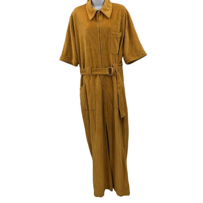 State Maine Vintage goldenrod jumpsuit large Velveteen One Piece Wide lapel