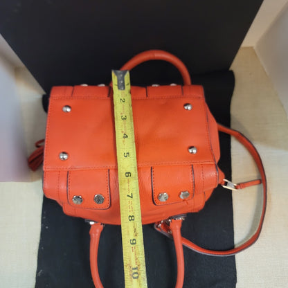Tignanello Vibrant Orange Pebbled Leather Satchel Crossbody Bag Top Handle