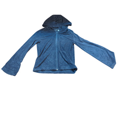 Zella Blue Full-Zip Hooded Fleece Jacket Size XS New Pockets Acitvewear Layers