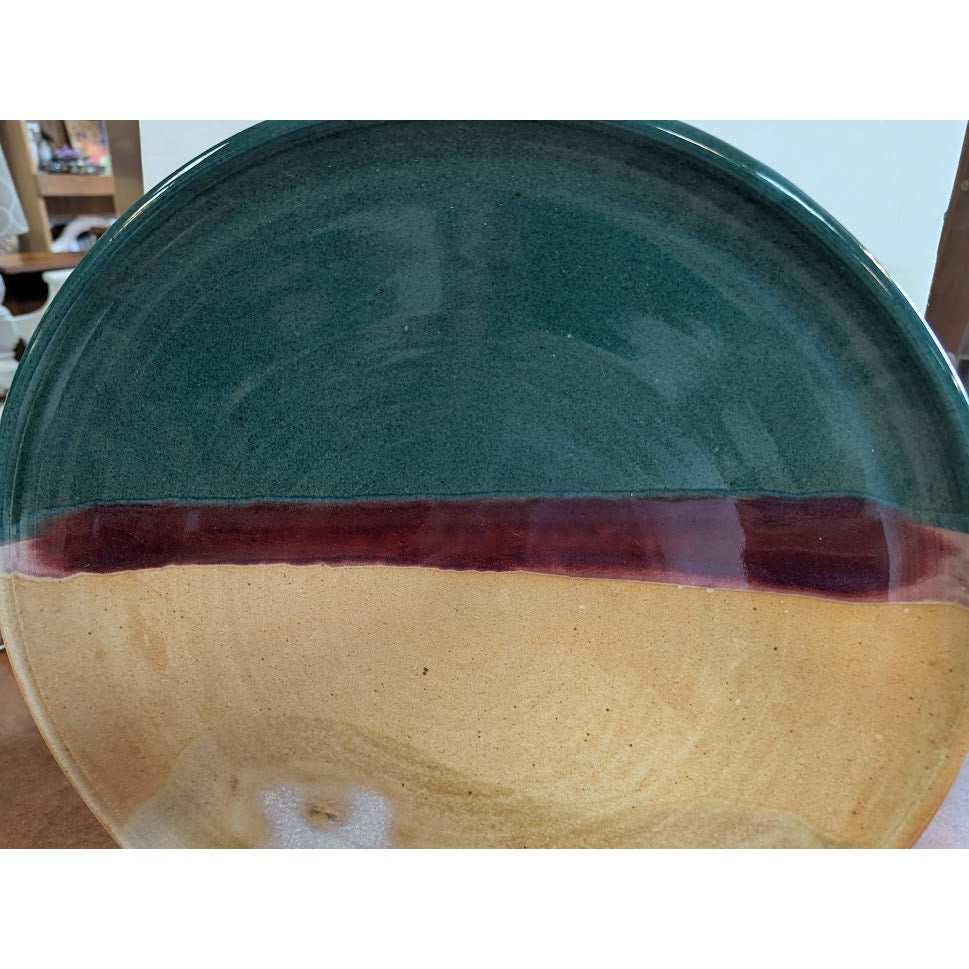 Rare 16" Signed Walt Glass McQueeny Texas Sunset Pottery Large serving Tray 1990