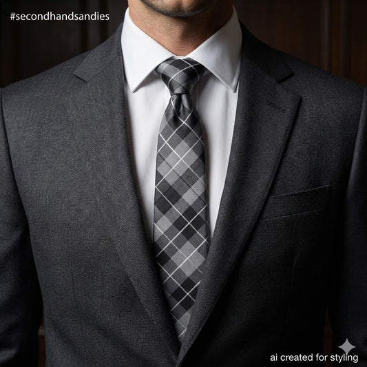 Geoffrey Beene Tie Grey Black Plaid Silk NWT Corpcore Modern Business