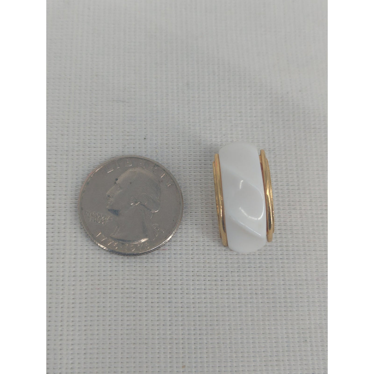 Vintage White Swirl Hoop Post Earrings Gold-Trimmed Retro Chunky Chic