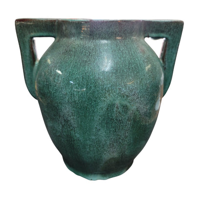 Handmade vintage green glaze urn vase Marked HPW? Heavy Art Deco Style