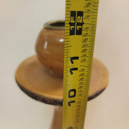 Morris Springer 12" Wood hand turned candle holder pillar live Dogwood edge