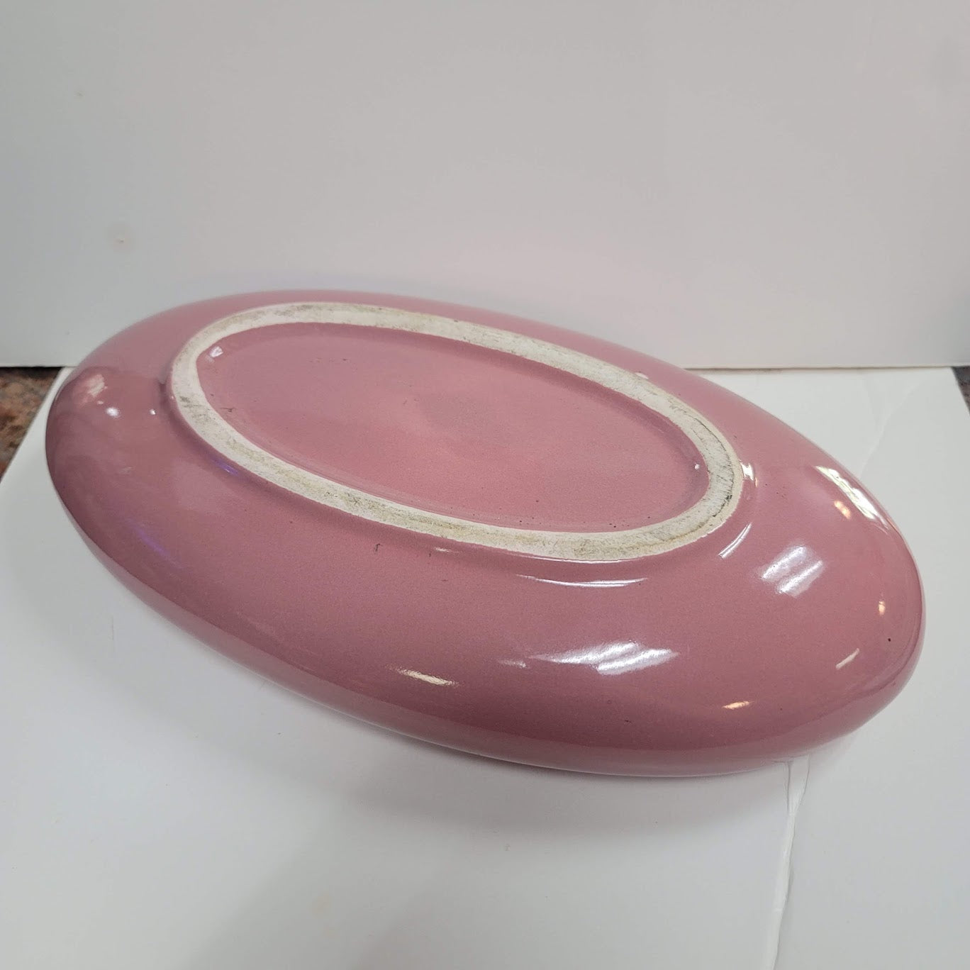 Dusty Rose Vintage Oval Flat Shallow Planter Fairy Gnome Garden 1980s