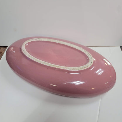 Dusty Rose Vintage Oval Flat Shallow Planter Fairy Gnome Garden 1980s
