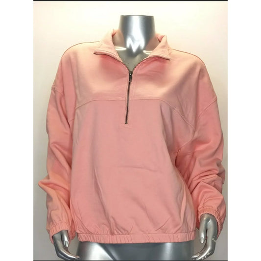 BP. Pink Pudding 1/4 zip sweatshirt elastic waist 1X cozy fleece NEW
