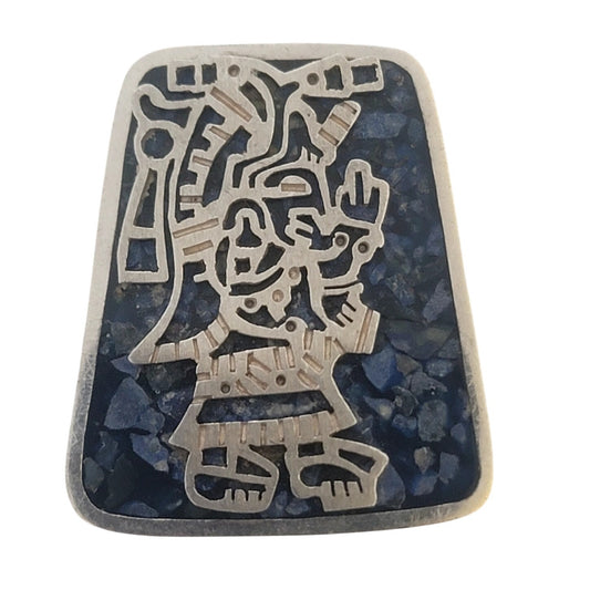 JUAN SANDOVAL Two trees brooch lapis mosaic Sterling Silver TS-30 Taxco .925