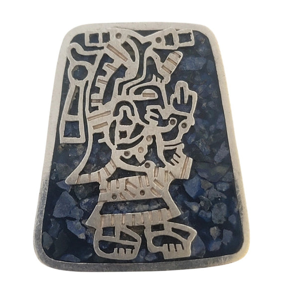 JUAN SANDOVAL Two trees brooch lapis mosaic Sterling Silver TS-30 Taxco .925