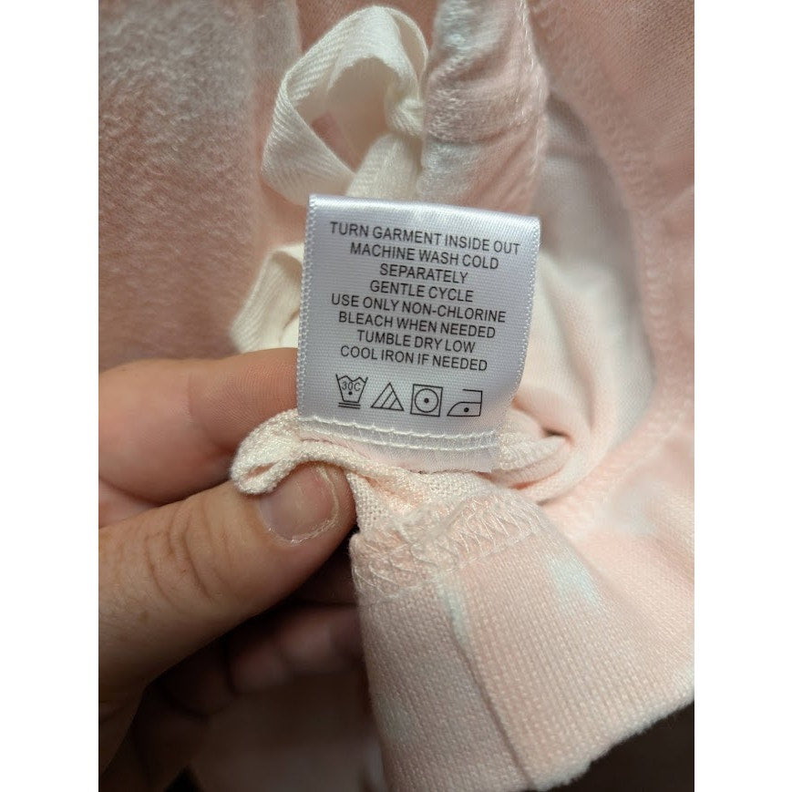 NEW Kikit small Pajama bottoms drawstring waist pink white jogger tie-dye pjs