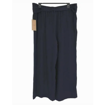 Halogen Tie Waist Twill cropped Length Dress Pants Small Navy Peacoat NWT