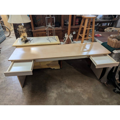 Secondhand Sandies: 6 ft crafting table desk 2 drawer white light wood tone