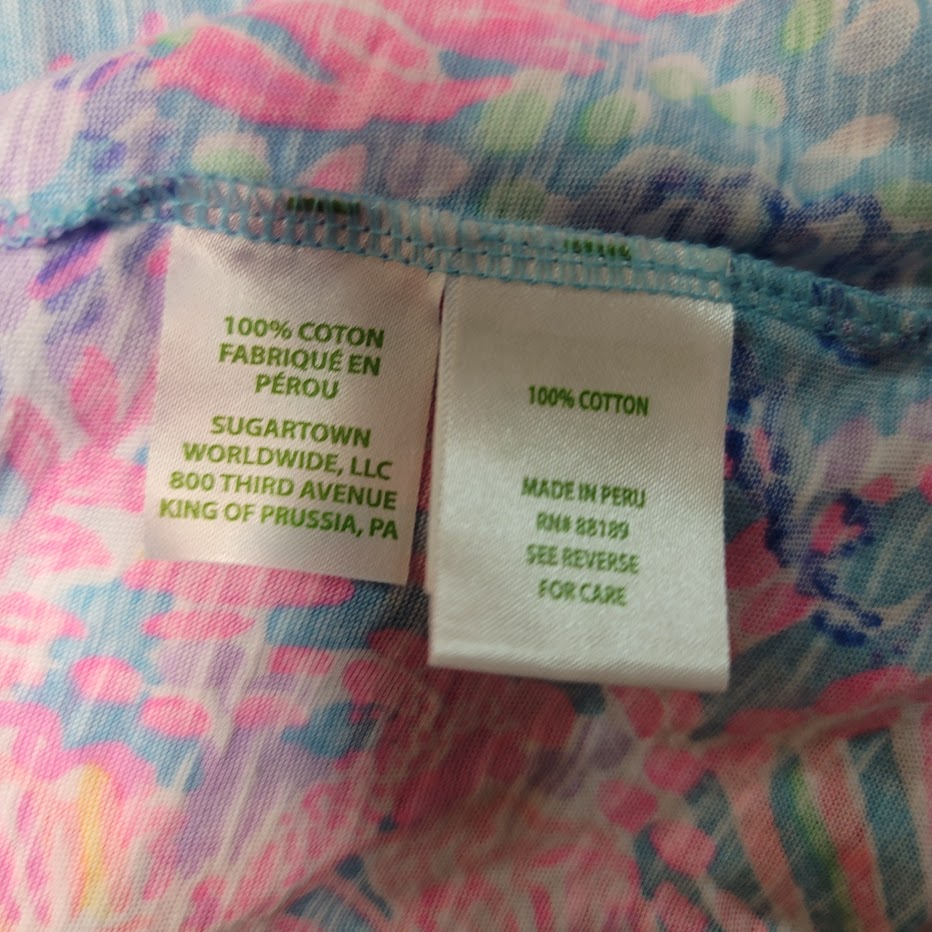 Lilly Pulitzer XS vneck womens shirt Etta colorful splendor in the sands print