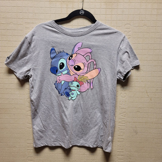 Disney Gray Womens Size XS T-shirt Lilo Stitch Pink Purple Short Sleeve
