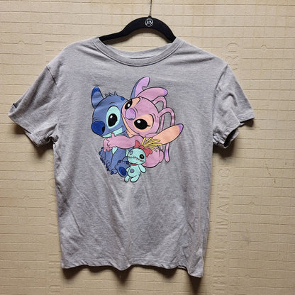 Disney Gray Womens Size XS T-shirt Lilo Stitch Pink Purple Short Sleeve