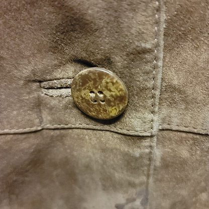 Spiegel Asset Leather Suede Brown Boho 8 Button Up Jacket Lined Pockets