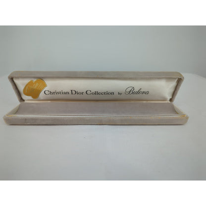Vintage Christian Dior Bulova Watch Box Velvet Taupe Luxury Designer Case