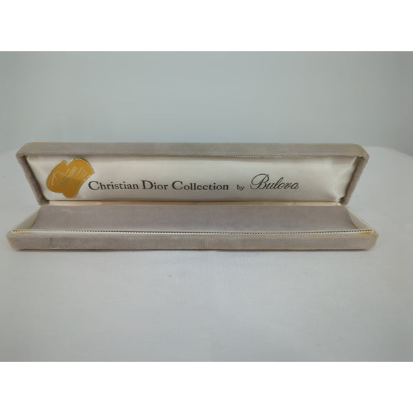 Vintage Christian Dior Bulova Watch Box Velvet Taupe Luxury Designer Case