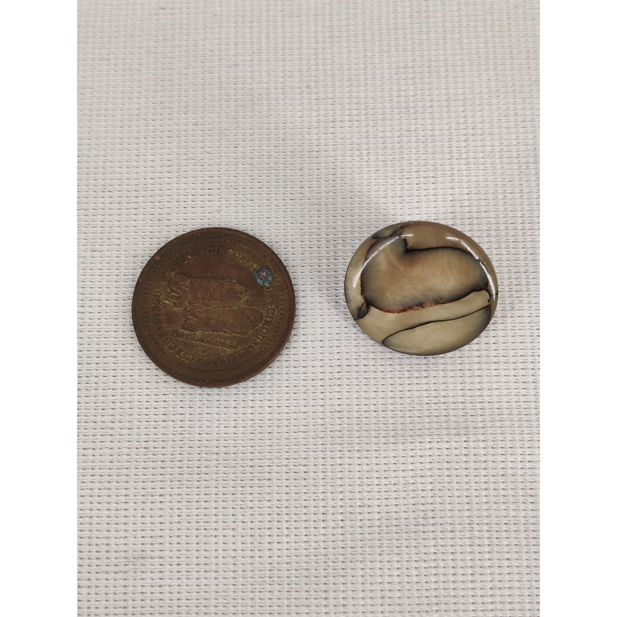 Vintage Round Marbled Brown Tan Faux Marbled Stone Stud Earrings Boho Cabuchon