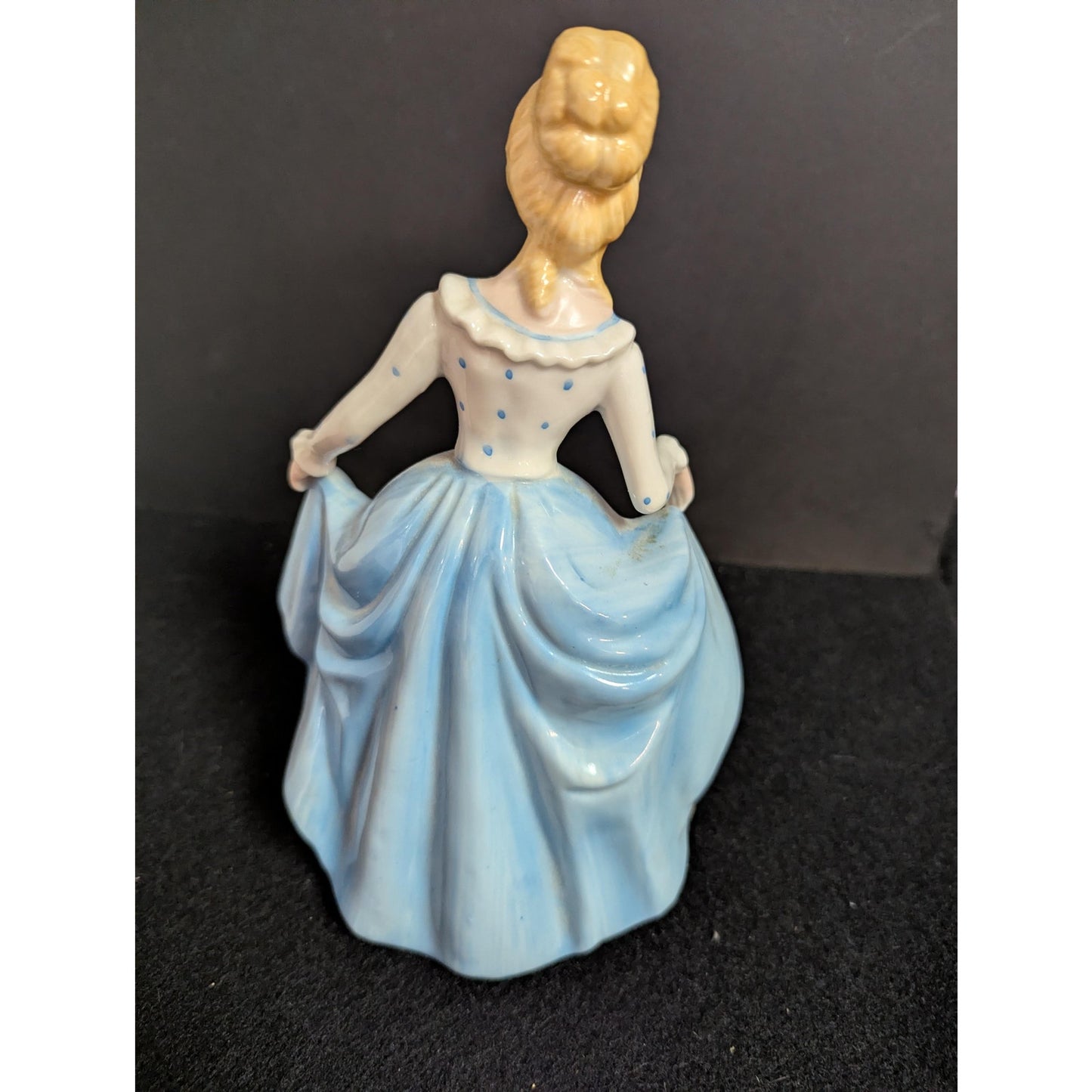 Vintage Blue and White Gown Lady Figurine Kitschy Porcelain Figurine