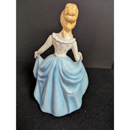 Vintage Blue and White Gown Lady Figurine Kitschy Porcelain Figurine