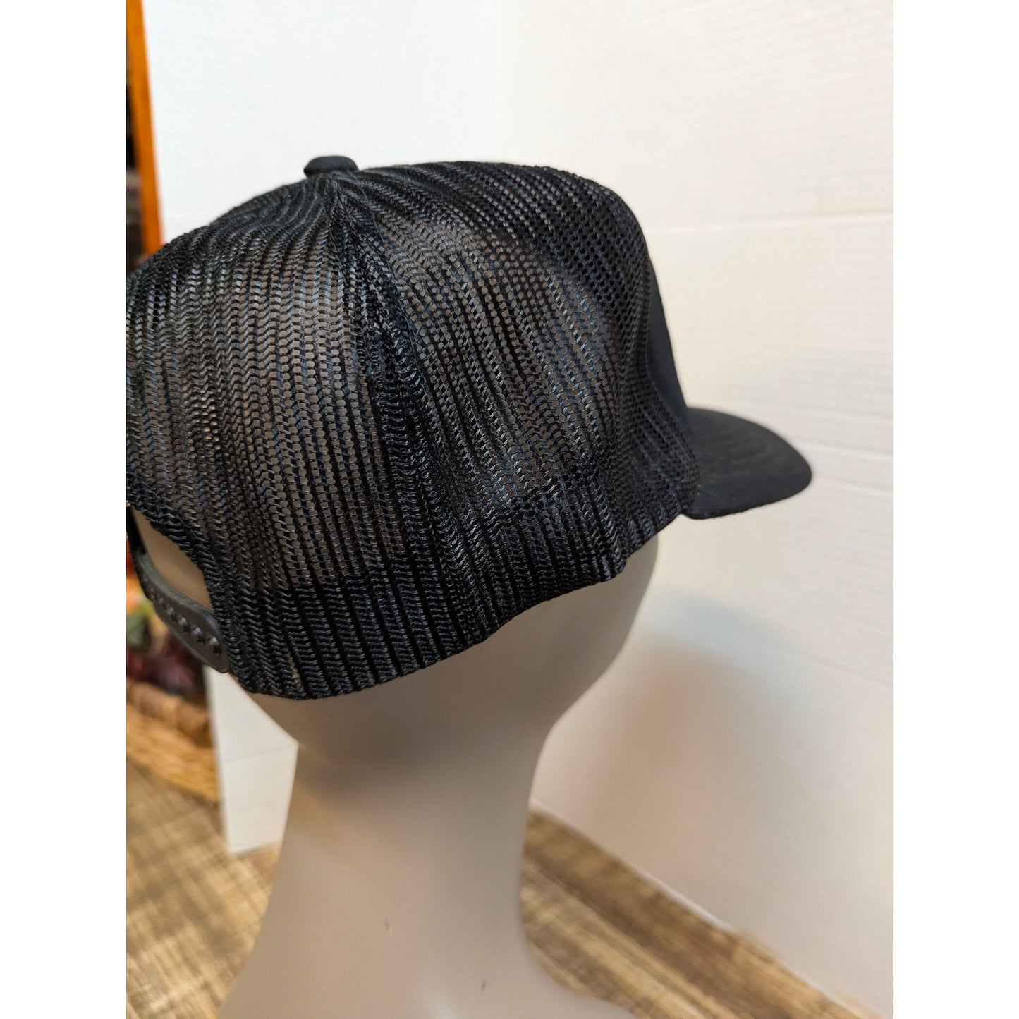 Vintage Bass Fish Graphic Black Trucker Snapback Baseball Cap Hat Y2K