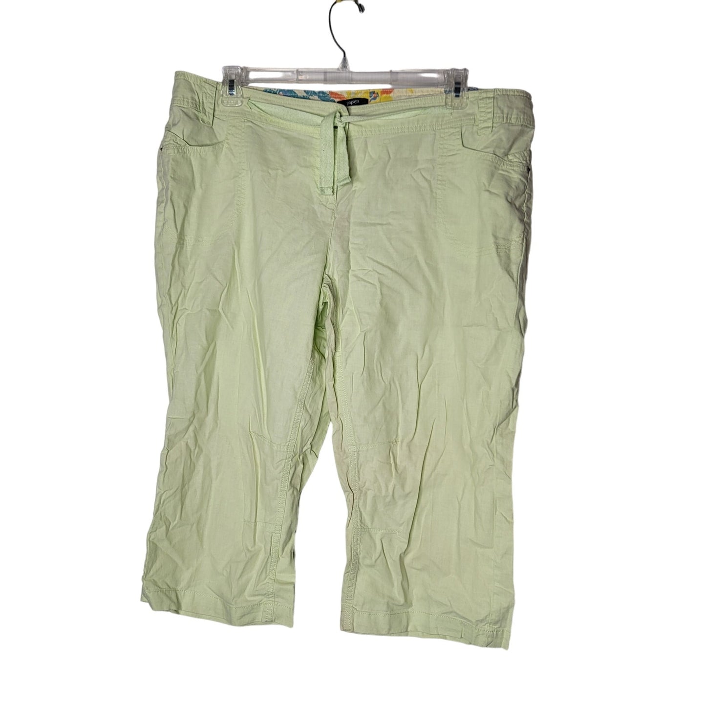 Papaya Size 20 womens linen Lime green clothes capri pants culottes