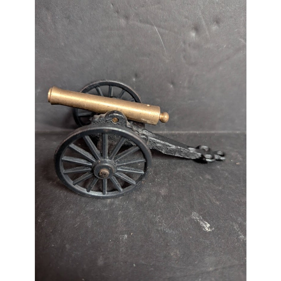 Vintage Cast Iron Brass MFCO Cannon Wheels Battlefield Pull behind Miniature 1/3