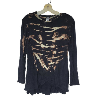 Go Couture Geo Tunic Sweater Long Sleeves Womens Medium NWT TYE DYE BLK/BROWN