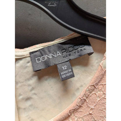 Donna Ricco Sleeveless Floral Lace Overlay Blush Pink Dress Size 12  cocktail
