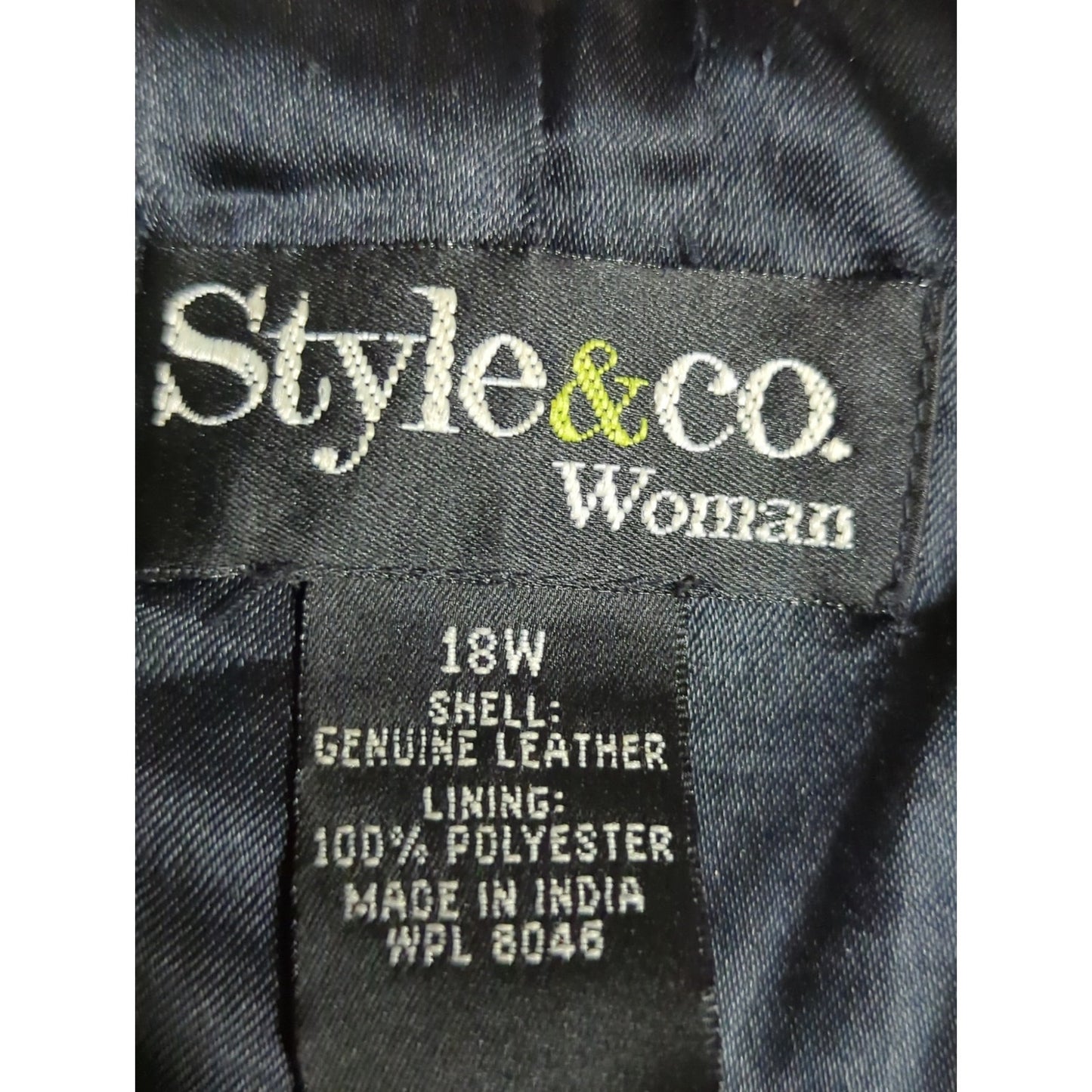 Vintage Style & Co. Black Leather Jacket Full Zip Plus Classic Minimalist 18W