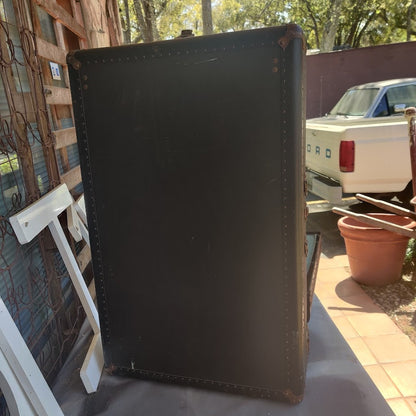 Vintage Industrial Steamer Trunk Wardrobe Antique Luggage Mid-Century Military