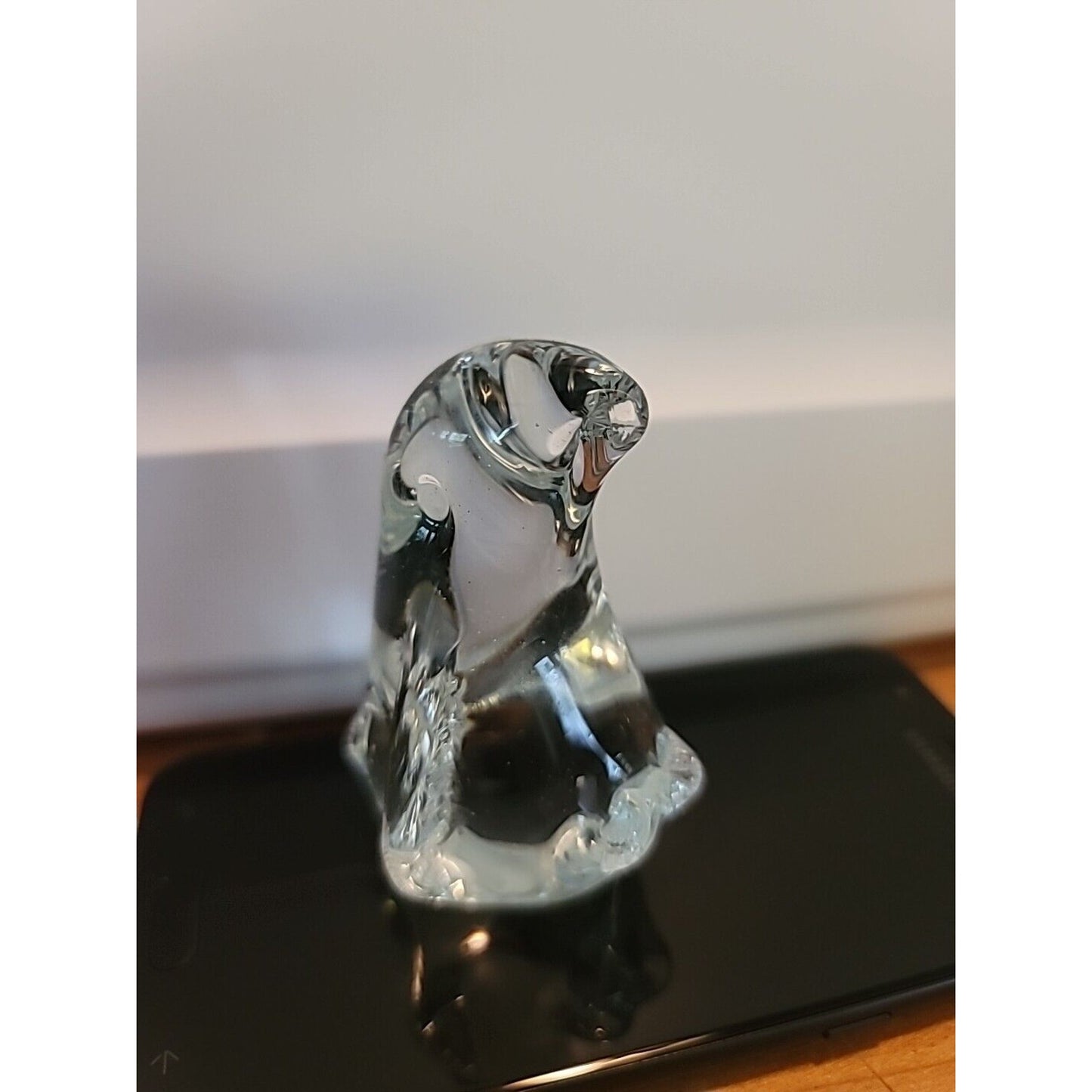Crystal Glass Penguin Figurine Cute Little BELLY and Feet. Happy Collectible 3"