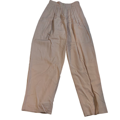 Vintage 90s Liz Claiborne Pink High Waisted Pleated Tapered Rayon Trousers 2P