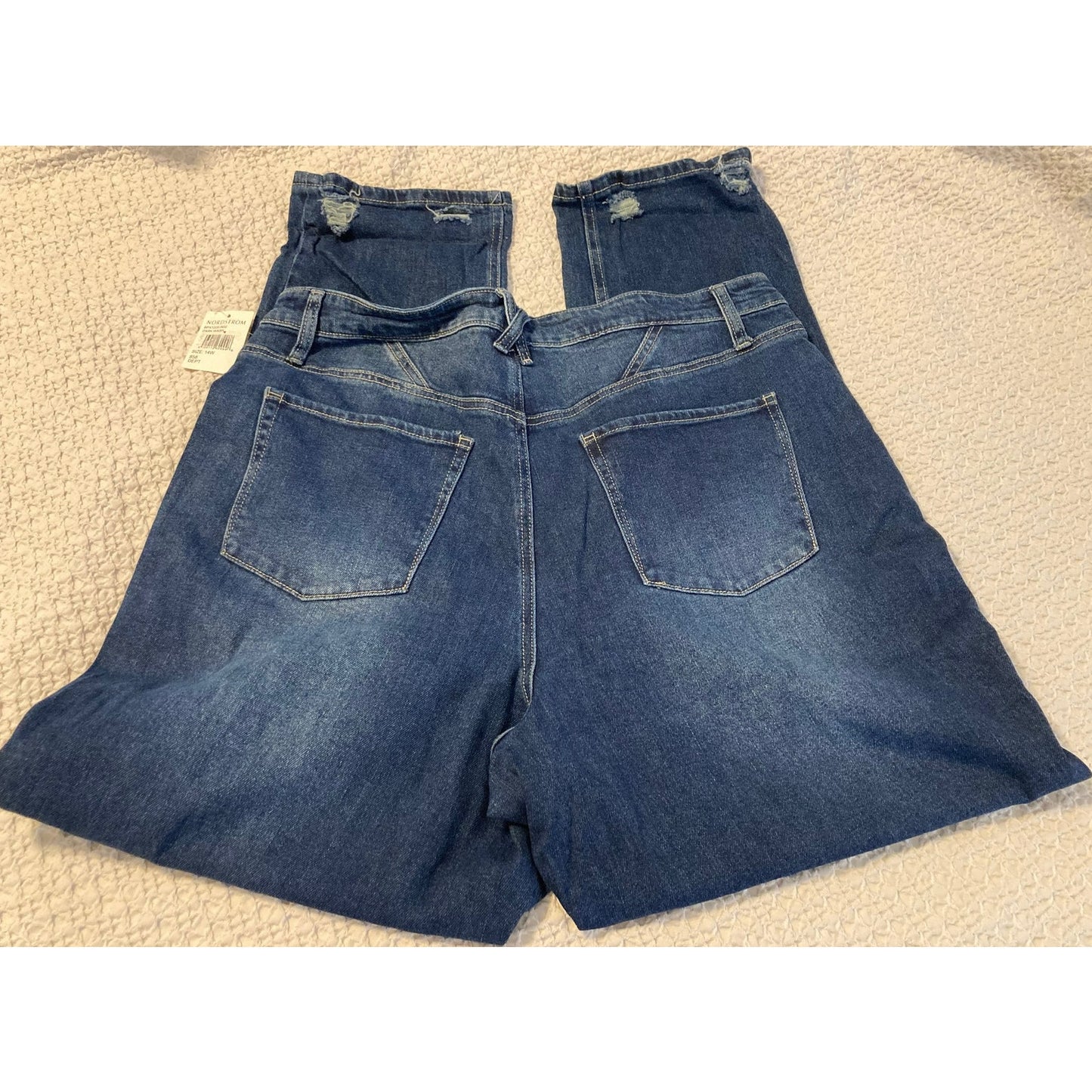 BP Ripped Knee Distressed Zip Fly Denim Jeans Sz 14W in Dark Wash NWT