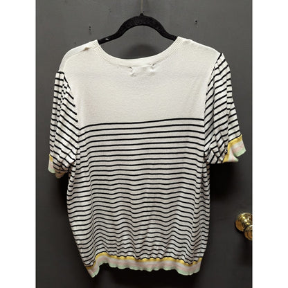 Joseph A. Extra/Large Multi Stripe top Shirt Blue Yellow White XL short sleeve