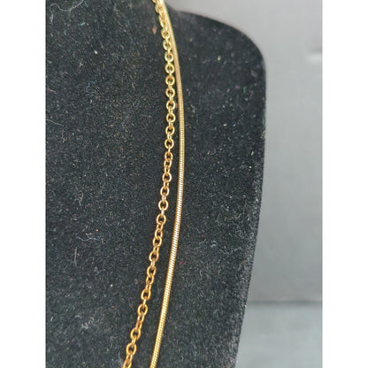 Vintage 1980s Gold Tone Layered Multi Strand Chain Necklace Glam Minimalist Chic