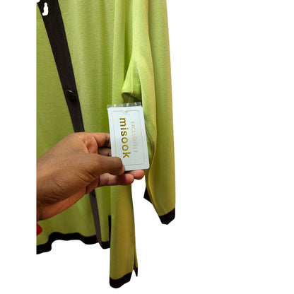Exclusively Misook Lime Green Contrast Knit Cardigan Jacket NWT Luxury Workwear