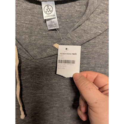 NEW Alternative Gray Hoodie drawstring Neck kangaroo pocket long sleeve Small