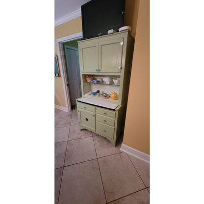 Secondhand Sandies: Sage Green Farmhouse Hoosier Kitchen Cabinet Hutch