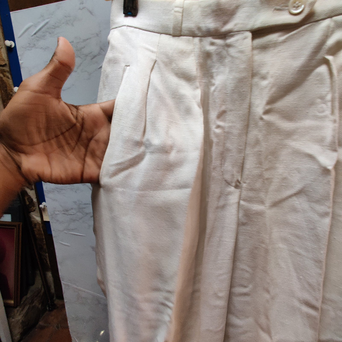 Liz Claiborne Collection White Pleated Lined Trousers Size 4