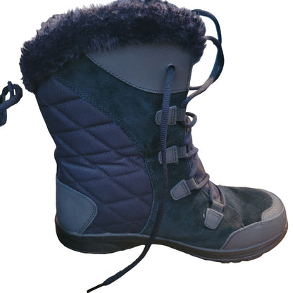 Columbia Ice Maiden Size 10 calf high lace front Furry lined Winter boots black