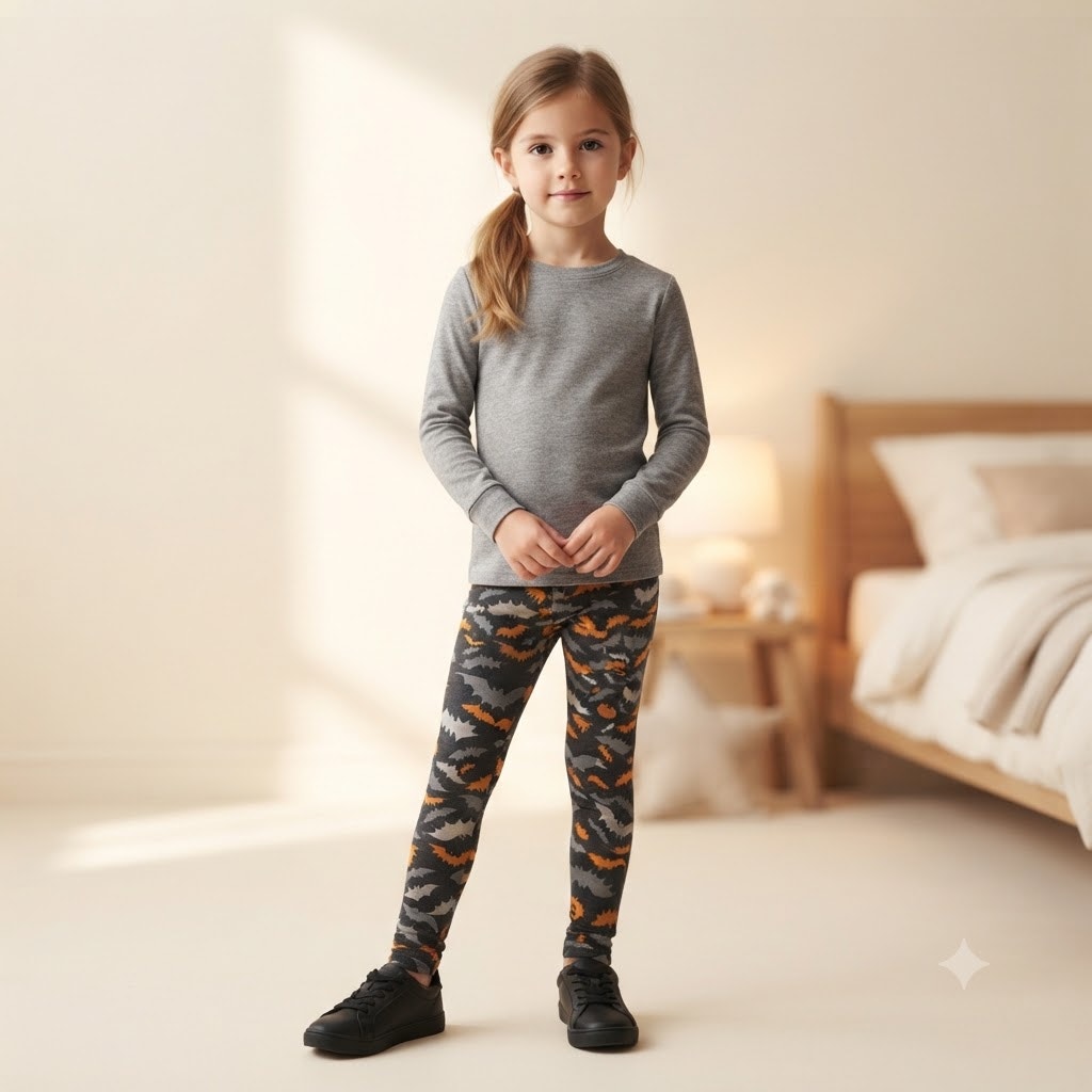 Nordstrom Girls Black Halloween Bat Print Leggings Medium