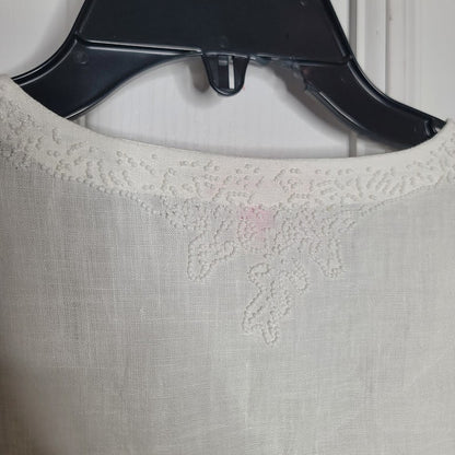 Lilly Pulitzer Amelia Island Summer Linen Tunic Large White Bead Collar Detail