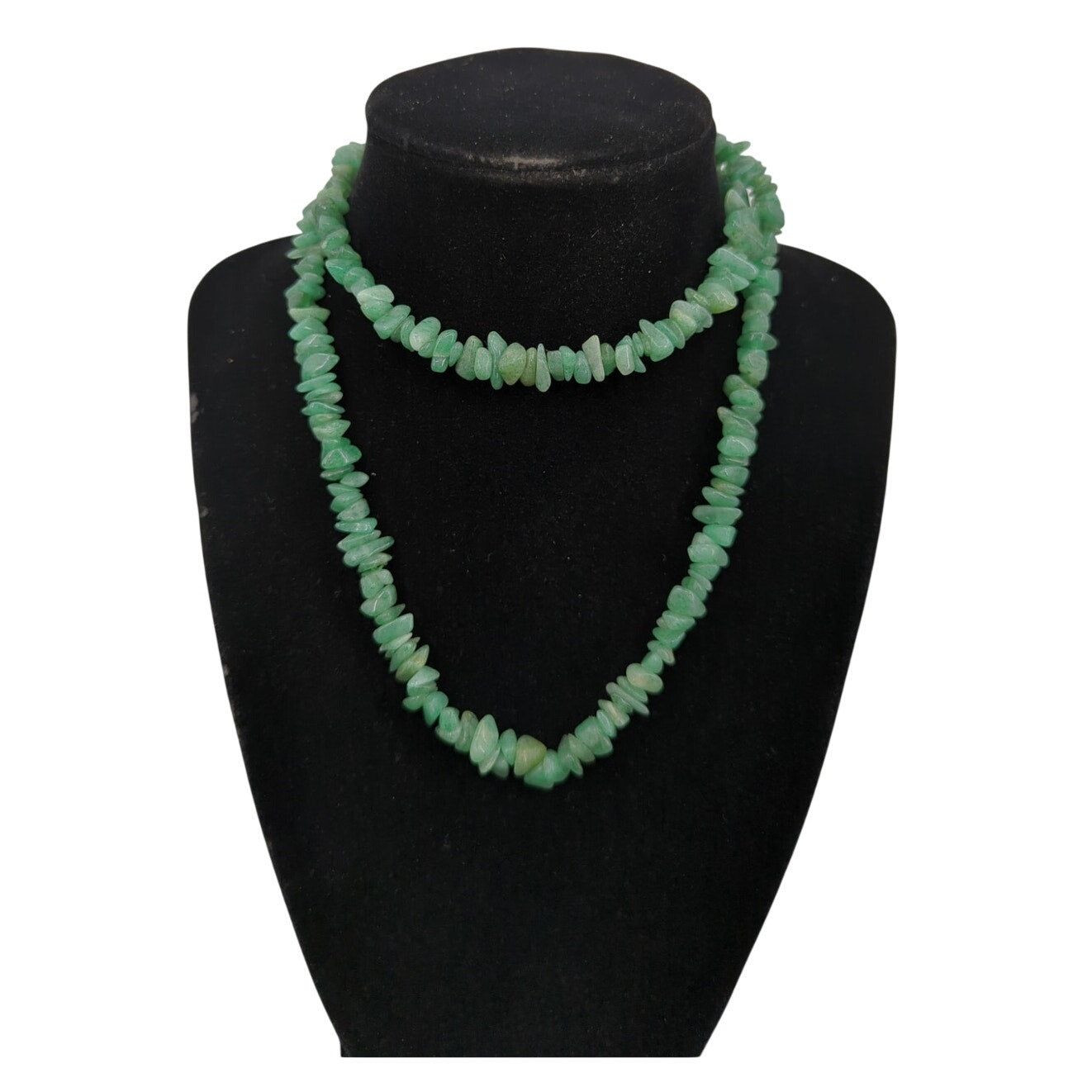 Vintage Natural Green Aventurine Semi-Precious Stone Chip Necklace 18"