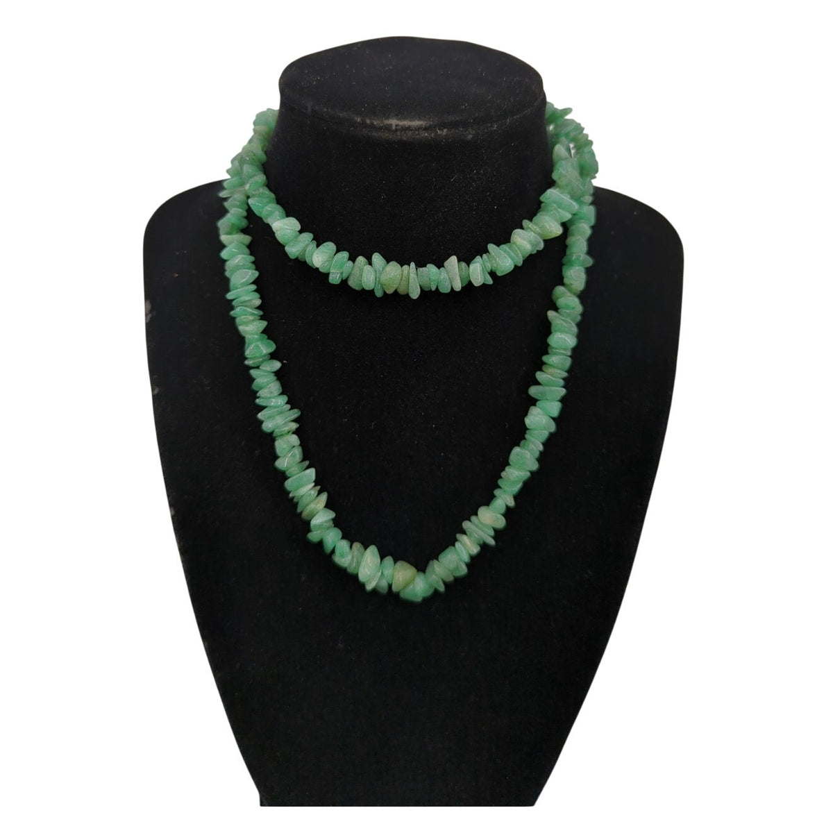 Vintage Natural Green Aventurine Semi-Precious Stone Chip Necklace 18"