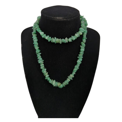 Vintage Natural Green Aventurine Semi-Precious Stone Chip Necklace 18"