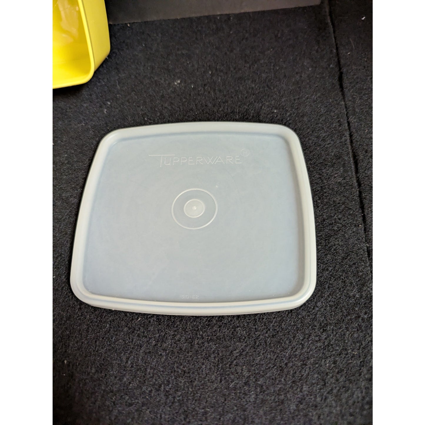 Vintage Tupperware Yellow Square Food Storage Container Sheer Lid 5" x 2" Retro
